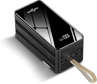 - CALLMATE 80000mAh Ultra High Capacity Power Bank, 15W Fast Charging|Digital Display|4 USB Output Ports and 3 Input|LED Torch| Multi-Layer Protection for iPhone, Smartphones (Black, Lithium Polymer)