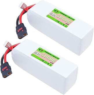 SSCYHT 22.2 Volt 6S Lipo Battery 10000mAh Lithium Battery 22.2V Rechargeable Batteries for Model Airplane with QS8/XT90S Port for Below 222W Motor Kit,22.2v10000mah qs8 2pack