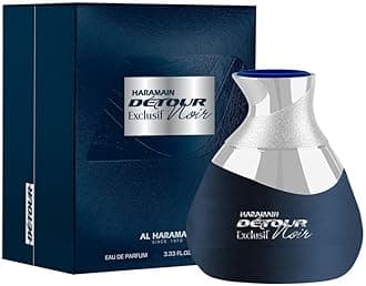 Haramain Detour Noir Exclusif Eau de Parfum 100 ml (3.33 oz) | Unisex Oriental Floral Luxury Perfume | Long-Lasting Fragrance with Almond, Oud, Vanilla, Patchouli & Coffee