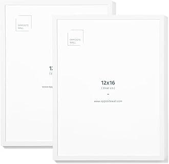 Opposite Wall - 12x16 in - White Solid Oak Wood Picture Frame - Lightweight, Versatile & Shatterproof - Wall Hanging Poster or Photo Frame - Wall Decor for Office, Gallery & Home - 2 Pack