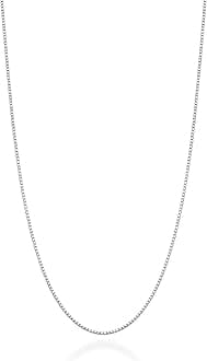 MiabellaMiabella Solid 925 Sterling Silver Italian 1mm Box Chain Necklace for Women Men, Made in Italy