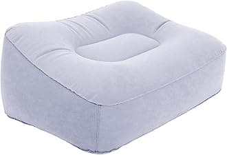 Inflatable Foot Rest for Travel, Soft Flocking Airplane Leg Rest Pillow, Portable Cushion Ottoman for Flights, Office, Home, Camping (Gray)