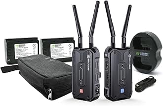 Hollyland Pyro H Wireless Video Transmission System Bundle with Rechargeable Batteries for NP-FZ100 (2-Pack) and Impact-Proof Watertight and Dustproof Hard Carry Case (Black) (3 Items)