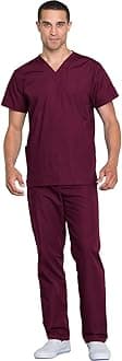 Women's Unisex Top and Scrub Pant Set Medical, Wine, 4X-Large