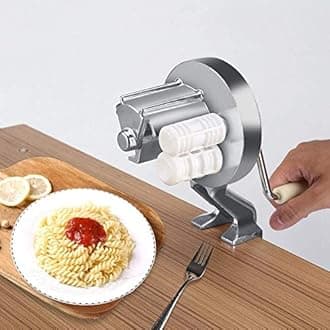 Manual Pasta Maker Hand Crank Noodle Machine Aluminium Alloy Home-made Macaroni Noodle Pasta Press Machine for Kitchen Spaghetti Fettucini, Gnocchi, Risotto