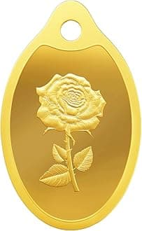 MMTC PAMP 24K 999.9 Purest Rose Engraved Gold Pendant, 2 Gram gold bar & coin, LBMA Certified