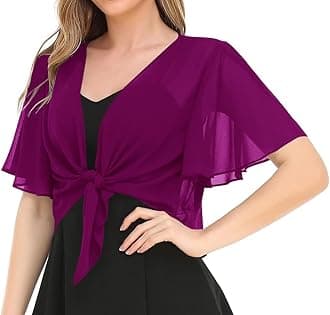 Women's Solid Puff Sleeve Kimono Short Cardigan Loose Cover Up Casual Blouse Top Chiffon