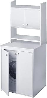 Negrari Washing Machine Cover with Storage Shelf, Moisture Resistant, Wall Fixing Kit Included, Indoor and Outdoor, W70 x D60 x H94, White