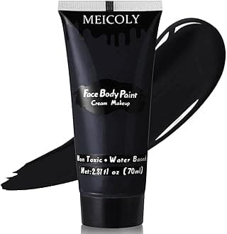 MEICOLY Black Cream Face Body Paint, 2.37Oz Large Tube Water Based Clown Black Makeup,Body Paint for Adults and Kids,Halloween SFX Skull Joker Zombie Vampire Skeleton Goth Spider Cosplay Makeup