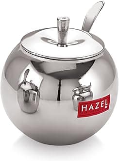 HAZEL Stainless Steel Oil and Ghee Container With Spoon for Kitchen | Multipurpose Oil Container | Capacity of 320ml, Silver