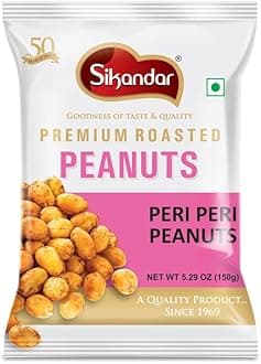 SIKANDAR Premium Roasted Peanuts 150g (Pack of 4) (600g, Peri Peri)