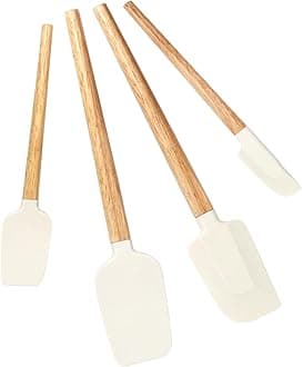 Silicone Spatula Set, Food Grade Rubber Spatula-4 Piece Nonstick Rubber Spatulas, Spoonula, Jar Scraper for Cooking, Baking, Mixing, Frosting - Heat Resistant Up to 600°F (4 Pcs Spatula Off-White)