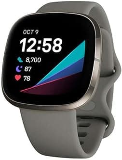 Sense, Advanced Smartwatch with Tools For Heart Health, Stress Management & Skin Temperature Trends, Sage Grey/Silver