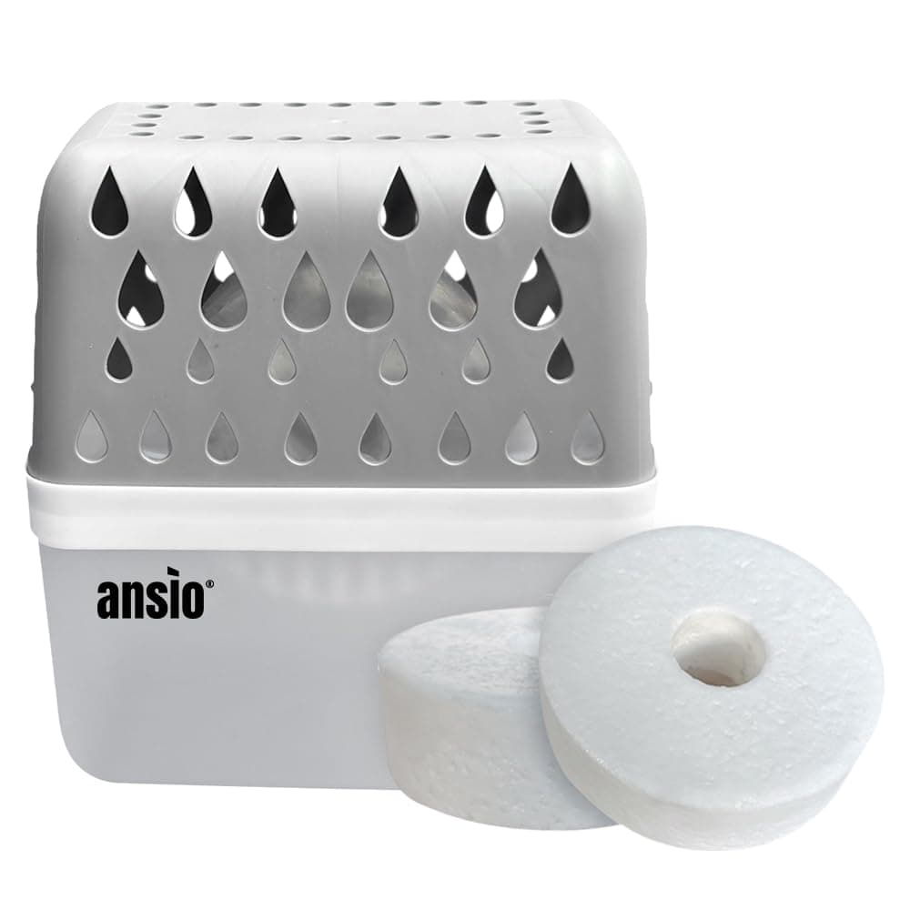 ANSIO 360º Moisture Absorber,1 Device & 2 Refill Tabs 450g – Absorbs Moisture Fast, Anti-Condensation & Mould Prevention – Refillable Condensation Absorber, Ideal for Home, Office, Garage, Bathroom