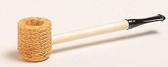 EA Carey Missouri Meerschaum Short Stop Straight Amber or Black Stem Corncob Pipe (Black)