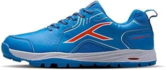 Pitch Force Cricket Shoes | Terraspike Rubber Studs | Embedded Support Plate for Stability | Lightweight & Durable | Ideal for Turf, Ground & Hard(Blue/Orange/White ;8 UK)