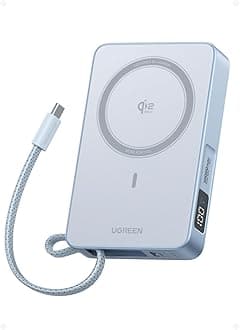 UGREEN MagFlow Qi2 25W Magsafe Power Bank,10000mAh Wireless Portable Charger Built-in 30W USB-C Cable, Magnetic Charging for iPhone 17, Compatible with iPhone, AirPods, Xiaomi, Samsung 2025 New Series