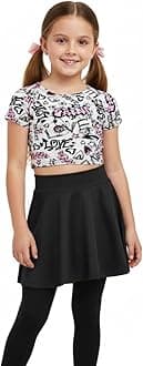 A2Z 4 Kids Girls Love Graffiti Scribble Print Crop Top & Black Skater Skirt Set Age 7-13 Years