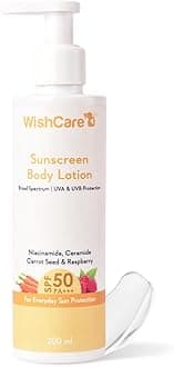 Sunscreen Body Lotion with SPF 50 PA+++ - Broad Spectrum UVA & UVB Protection, No White Cast, Enriched with Carrot Seed & Raspberry - Body Sunscreen Lotion 200ml