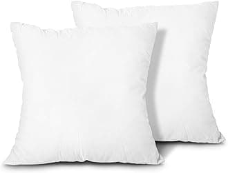 EDOW Throw Pillow Inserts, Set of 2 Lightweight Down Alternative Polyester Pillow, Couch Cushion, Sham Stuffer, Machine Washable. (White, 28x28)