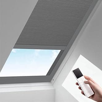 Zshine Motorized Cellular Shades Cordless Honeycomb Blinds Full Blackout Fabric Window Shades for Skylight (93021F Dark Grey)