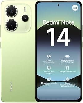 Redmi Note 14 smartphone, 6+128GB, green, 108MP AI camera system, 5500mAh battery, 120Hz eye-care display, AI features (no charger included), 2 year Warranty