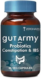 Gut Army Probiotics for Constipation & IBS | 100 Billion CFU, 11 Strains | Psyllium Husk (Isabgol) & Peppermint | Gas & Bloating Relief, Digestive Comfort, Bowel Regularity | Men & Women | 60 Capsules