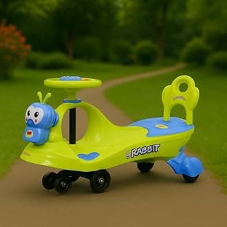 Fun Ride FunRide Bunny Swing Car Rider - Bunny Rabbit Twist and Swing Magic Car Ride On for Kids with Steering Music and Lights (For Boys and Girls for Age Above 3, Weight Capacity Upto 100 Kg, Green)