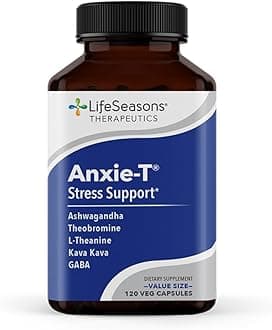 Anxie-T - Stress Relief Supplement - Supports Mood & Mental Focus - Feel Calm and Relaxed - Eases Tension & Nervousness - Ashwagandha, Kava Kava, GABA & L-Theanine - 120 Capsules