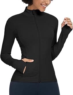 Women's Running Jacket Breathable Lightweight Sports Jacket Zipper Workout Jacket with Pocket for Yoga Fitness