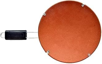 Handmade Earthenware Clay Tawa for Roti with Handle (Standard Size, Brown) (Tawa Stand)