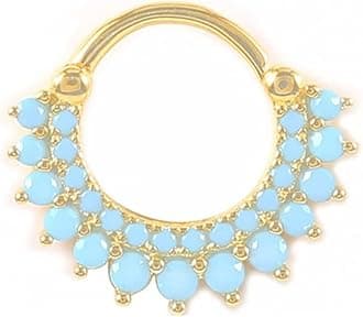 Nose Piercings 925, Double Hoop Rhinestone Nose Ring Cubic-Zirconia Sterling Silver Flower Cubic Zirconia 1MM for Women Man Jewelry Gifts