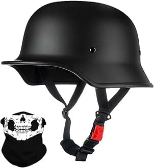 Vintage German Motorcycle Half Helmet, ECE/DOT Approved Adult Men Women Retro Open Face Helmet, with Adjustable Quick Release Buckle, for Bicycle Cruiser Scooter, M~XXL