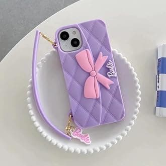 COVERLY Trendy Luxury Fancy 3D Cute Princess Case for iPhone 14 Hand Bag Bow Tie Doll Purse Small Wrist Strap,Wallet Wristlet Chain Cover | Fashion iPhone 14 Case | Stylish iPhone 14 Case for Girls