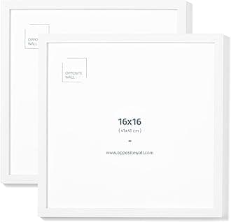 16x16 in - White Solid Oak Wood Picture Frame - Lightweight, Versatile & Shatterproof - Wall Hanging Poster or Photo Frame - Wall Decor for Office, Gallery & Home - 2 Pack