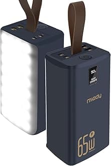 Miady 50000mAh Power Bank for Travelers Professionals, 65W Fast Charging Portable Charger for Laptop, Smartphone, and Tablet, USB-C Output, High Capacity External Battery Pack