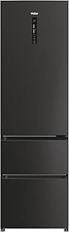 Haier 3D 60 Series 3 Freestanding Fridge Freezer, 3 Doors, Total No Frost, E Class, MyZone Plus, Easy Access Freezer Drawers, Air Surround, 348L Total Capacity, Black, 60x66x190.5 cm – HTR3619ENPB