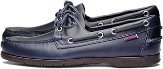 Sebago Endeavor Waterproof Boat Shoes - Leather Moccasins for Men Featuring Leather Sock Lining, 360-Degree Lacing, and Non-Marking, Slip-Resistant Outsoles, Navy Blue, 11 UK