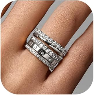 Gold Rings for Women Non Tarnish, 14k Gold Plated Dainty Stacking Cubic Zirconia Thumb Rings, Gold Knuckle Women Rings Set Jewelry Size 5-10