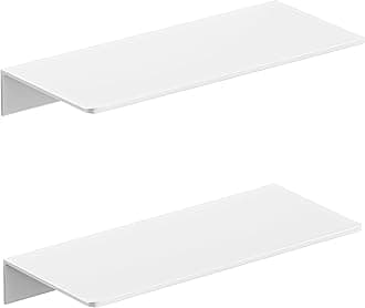 HNVNER Metal Floating Shelf 2-Piece Set - Rust-Resistant Aluminum Wall Shelves - No Drill Wall Mounted Shower Caddy, Ideal for Display & Storage in Any Room (30cm, Piano White)