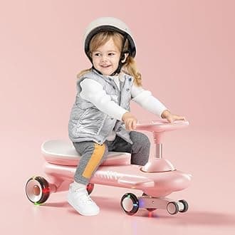 Newtronx N1 Wiggle Car for Kids-Swing Car, Ride-on Toy with LED Flashing Wheels No Batteries, Uses Twist,Turn, Wiggle Movement to Steer, Ride-on Toy for Boys Girls 3 Year Old and Up (Pink Paradise)