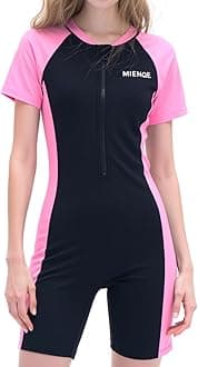 MIENOE Teen Girls One Piece Swimsuit Kid Swimsuit Girls Water Sport Short Swimsuit UPF 50+ Sun Protection Bathing Suits