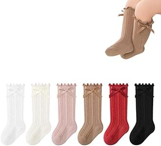 Baby Toddler Girls Ruffle Socks Newborn Infant Girl's Knee High Solid Cotton Long Socks