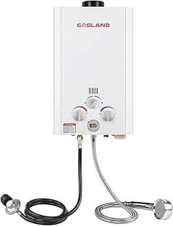 GASLAND Tankless Water Heater, Outdoors BE264 10L 2.64GPM Portable Gas Water Heater, Energy-efficient Propane Water Heater for RV Camping Cabin Barn Boat, Overheating Protection, Easy Installation