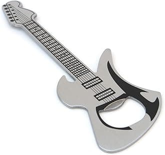 Suck UK Guitar Bottle Opener - Heavy Duty Stainless Steel Flat Bar Blade - Beer Cap Remover | Pub & Home Bar Accessory - Pocket Size Kitchen Gadgets - Novelty Gift for Men & Music Lovers - Rock n Roll