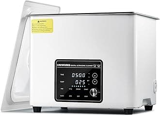 CREWORKS Digital Ultrasonic Cleaner, 10L 240W Quiet Ultrasonic Cleaning Machine with Degas Mode and 7 Oscillation Levels, Professional Ultrasound Cleaner with 3 Modes 300W Heater & Timer for Home Use
