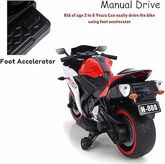 Battery Operated Bike for Kids with LED Light & Music | Baby Ride on Toy Rechargeable Battery Bike | Electric Bike for Kids to Drive 2 to 7 Years Boys Girls (Red)