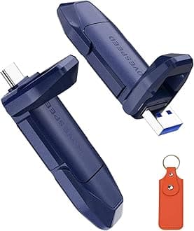 MOVE SPEED 2TB Solid State Flash Drive, 1000MB/s Read Write Speed, USB 3.2 Gen2 & Type C Dual Interface SSD with Keychain Leather Case Thumb Drive for iPhone 15 Series/MacBook/Android Phone etc