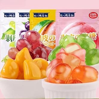 Peelable Gummies,Mango White Peach Soft Candy,Fruit Juice Fudge,Grape Gummy Candy,Peeling Sweets Candy,Casual Desserts,Wedding Candies,Instant Healthy Chinese Snacks (Purple Grape,3bag)