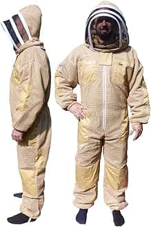 AGS Three layer ventilated olive protection beekeeping suit professional bee suit beekeeper wasp suit (XL)